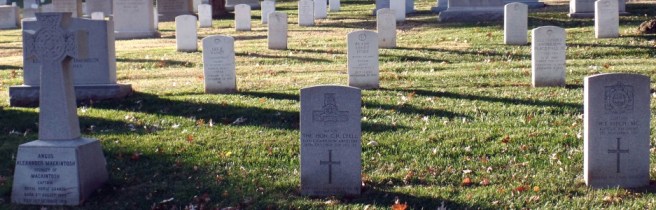 The graves of Captain Angus Alexander Mackintosh of Mackintosh, younger; Major Hon. Charles Henry Lyell; and Captain Walter Frederick Fitch MC