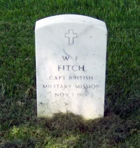The original gravestone for Captain W F Fitch MC