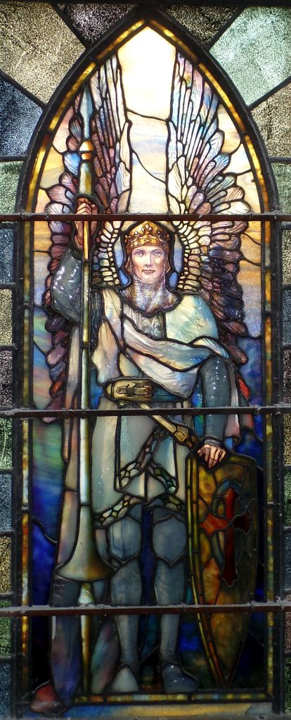 The memorial window by Tiffany Studios in All Saints' Episcopal Church, Richmond dedicated to Cadet John Dunn IV, Royal Flying Corps