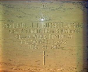 The panel on the burial chamber of Second Lieutenant J T R Jenner