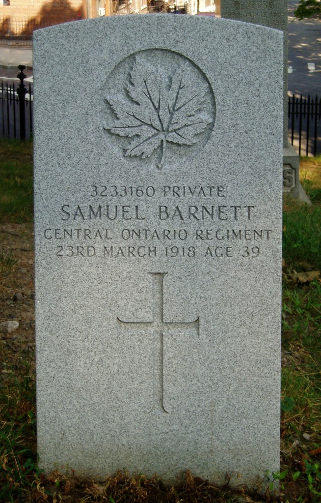 The grave of Private Samuel Barnett