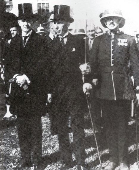 President Calvin Coolidge, Canadian envoy Vincent Massey and Guard Commander Major M K Greene