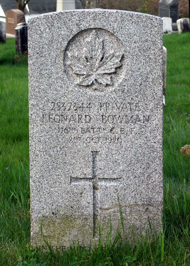 The grave of Private Leonard Bowman