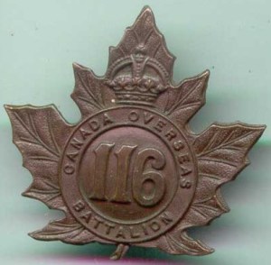 The cap badge of 116th Battalion