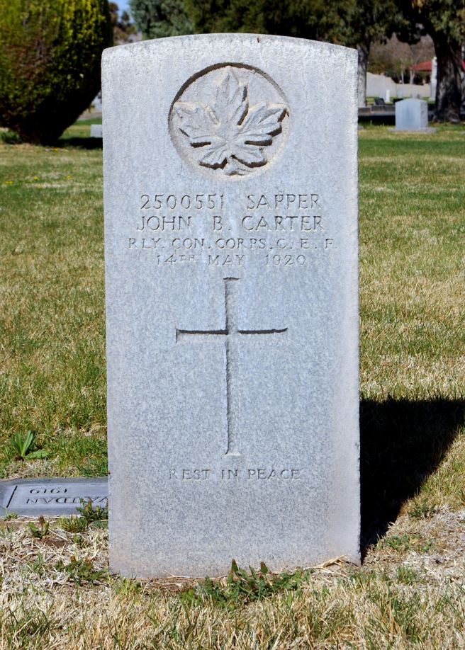 The grave of Sapper John Barton Carter