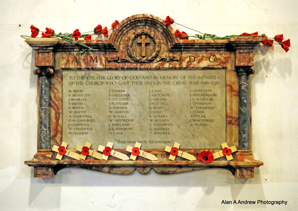 The war memorial at St John's Church, Failsworth 