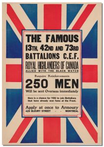 Recruiting Poster for the 1st Reinforcing Company, 5th Regiment, Royal Highlanders of Canada