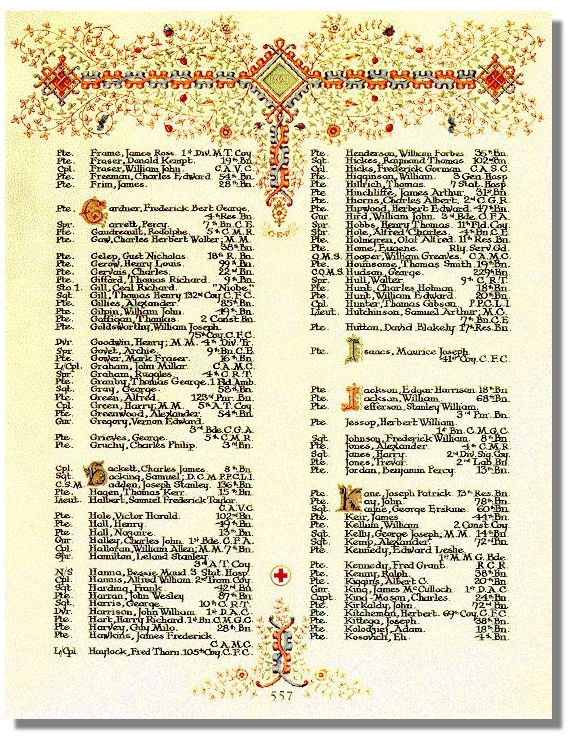 The Canadian Book of Remembrance showing the entry for Private Henry Louis Gerow