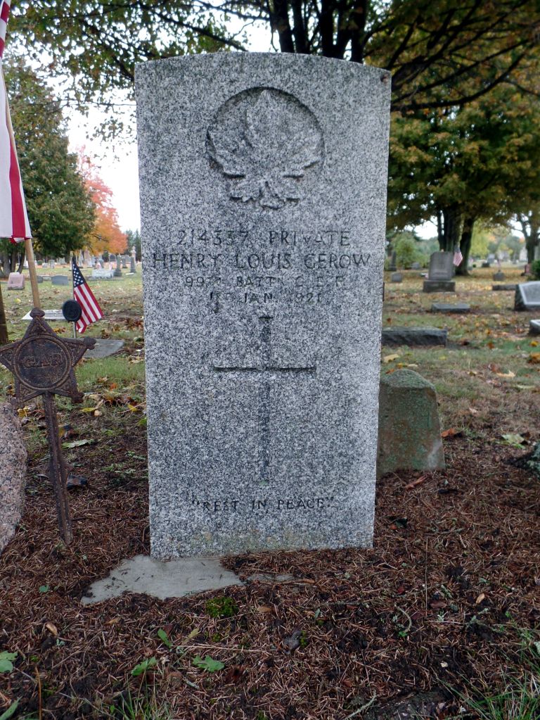The grave of Private Henry Louis Gerow
